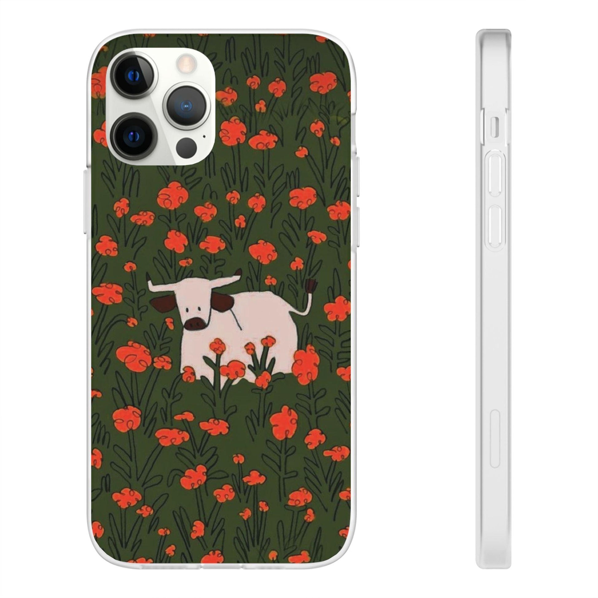 Cow in Flower Field - Flexi iPhone Cases - SmartHomeGoodies