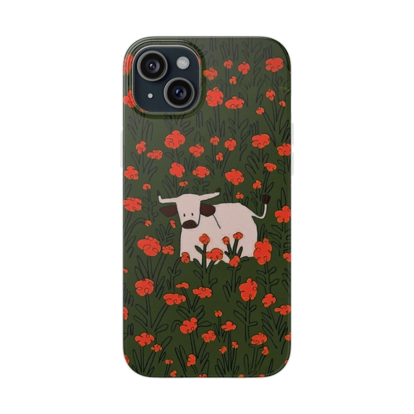 Cow in Flower Field - Flexi iPhone Cases - SmartHomeGoodies