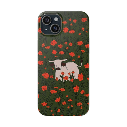 Cow in Flower Field - Flexi iPhone Cases - SmartHomeGoodies
