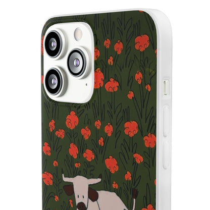 Cow in Flower Field - Flexi iPhone Cases - SmartHomeGoodies