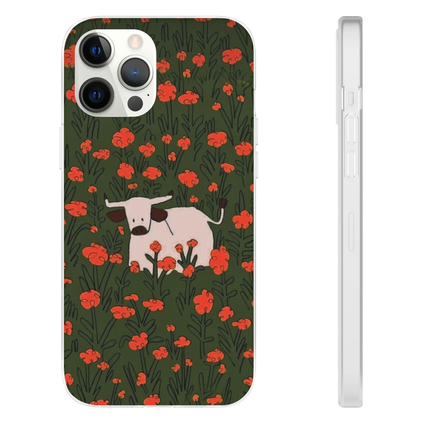 Cow in Flower Field - Flexi iPhone Cases - SmartHomeGoodies