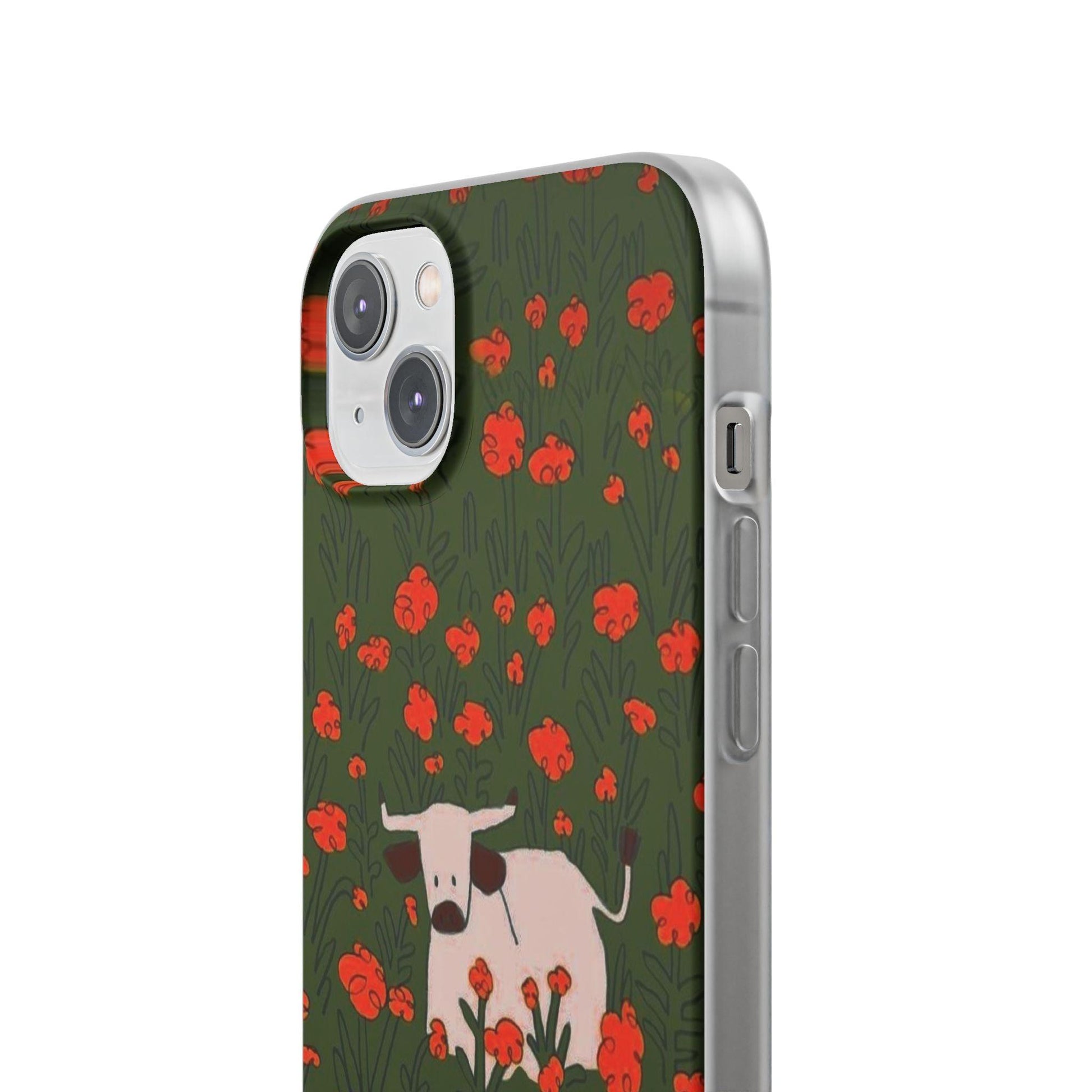 Cow in Flower Field - Flexi iPhone Cases - SmartHomeGoodies