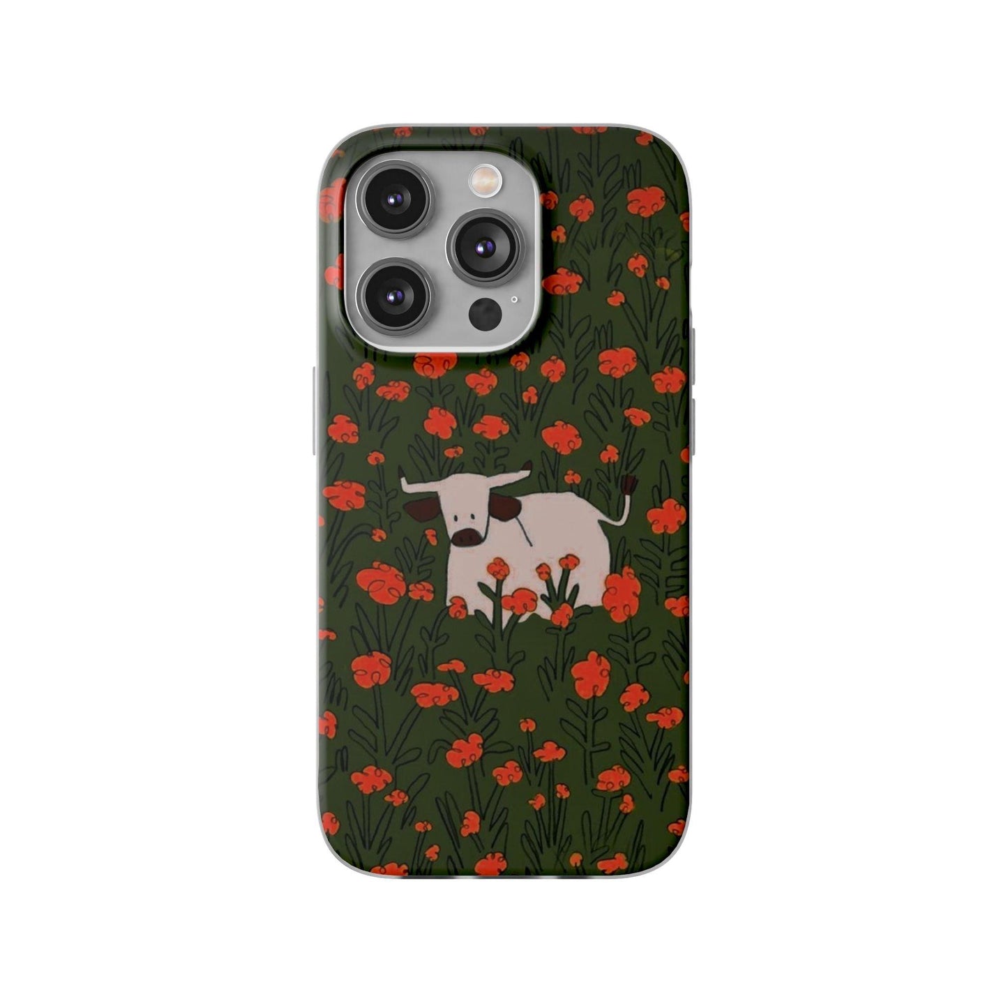 Cow in Flower Field - Flexi iPhone Cases - SmartHomeGoodies