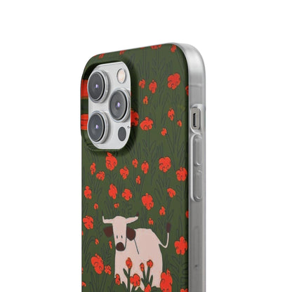 Cow in Flower Field - Flexi iPhone Cases - SmartHomeGoodies