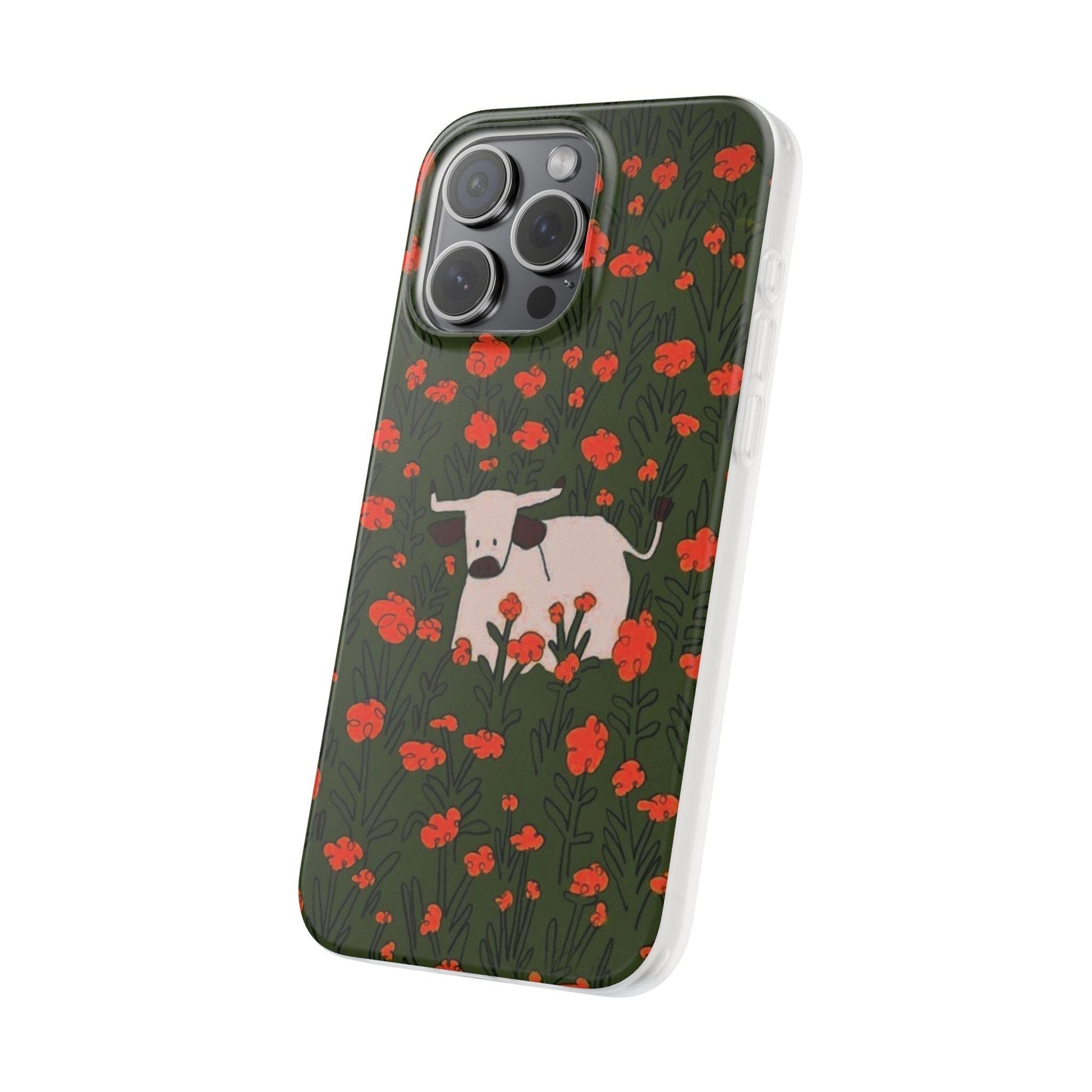Cow in Flower Field - Flexi iPhone Cases - SmartHomeGoodies