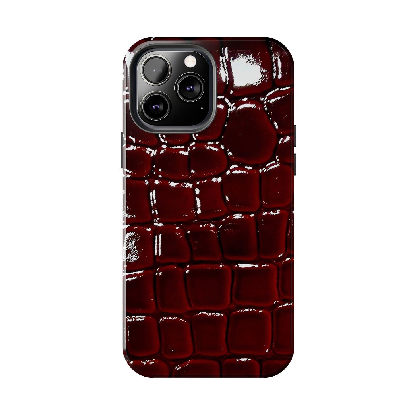 Croc Print Cherry Red Tough Phone Case – Luxe Protection with Bold Style - SmartHomeGoodies