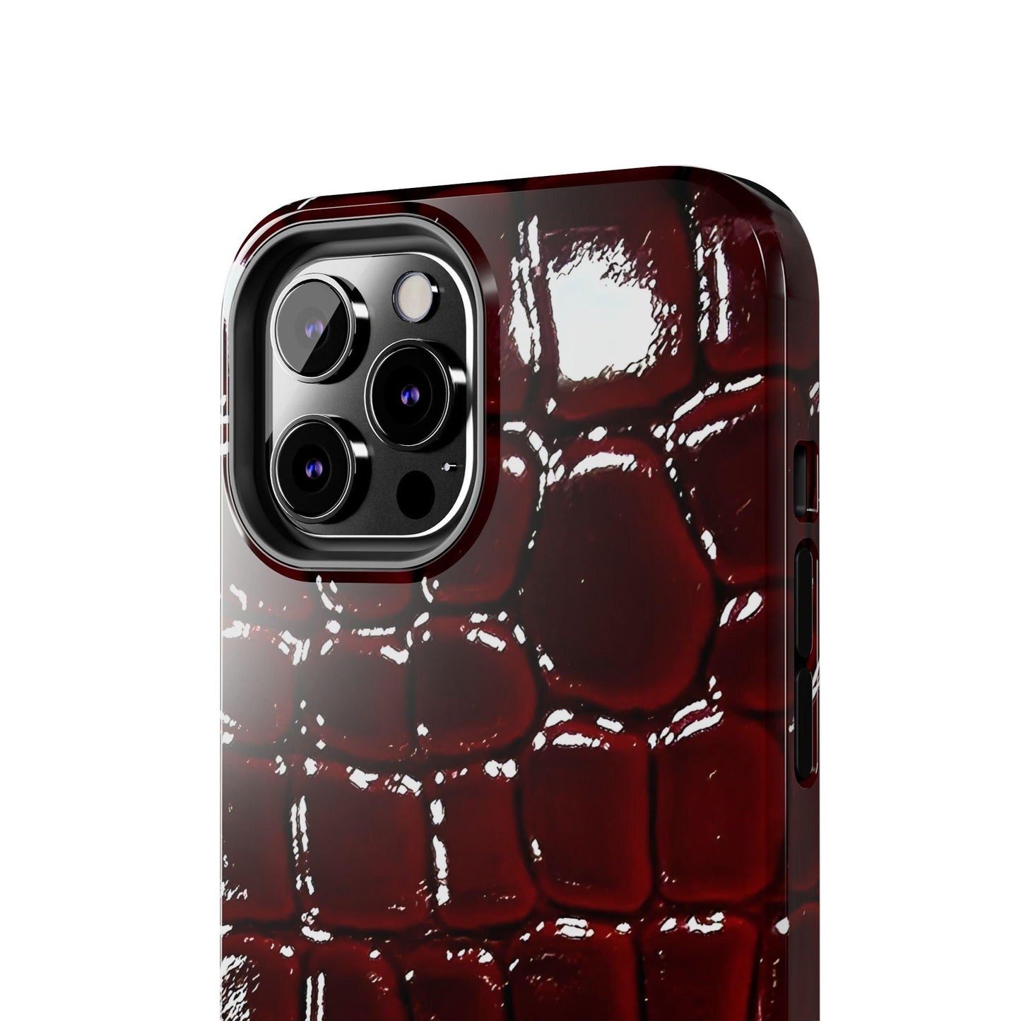 Croc Print Cherry Red Tough Phone Case – Luxe Protection with Bold Style - SmartHomeGoodies