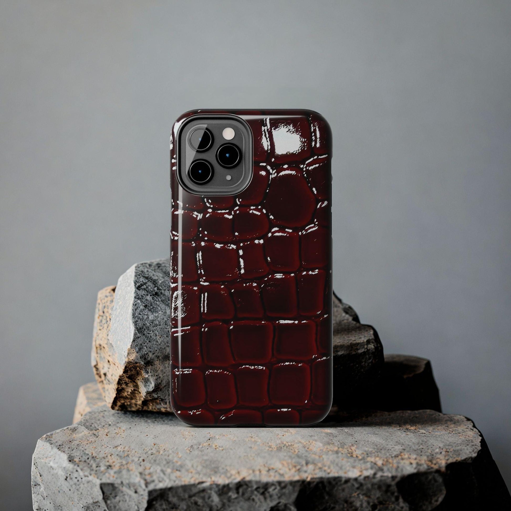 Croc Print Cherry Red Tough Phone Case – Luxe Protection with Bold Style - SmartHomeGoodies