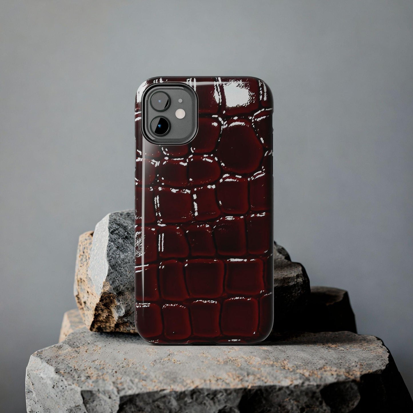 Croc Print Cherry Red Tough Phone Case – Luxe Protection with Bold Style - SmartHomeGoodies