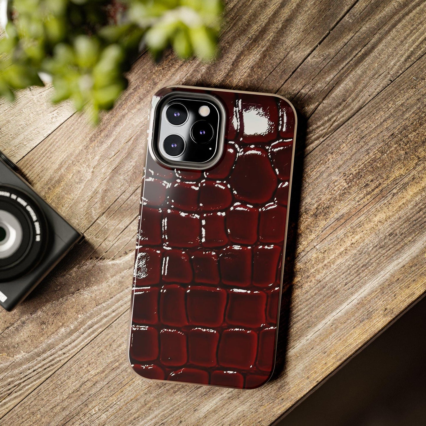 Croc Print Cherry Red Tough Phone Case – Luxe Protection with Bold Style - SmartHomeGoodies