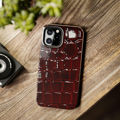 Croc Print Cherry Red Tough Phone Case – Luxe Protection with Bold Style - SmartHomeGoodies