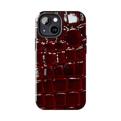 Croc Print Cherry Red Tough Phone Case – Luxe Protection with Bold Style - SmartHomeGoodies