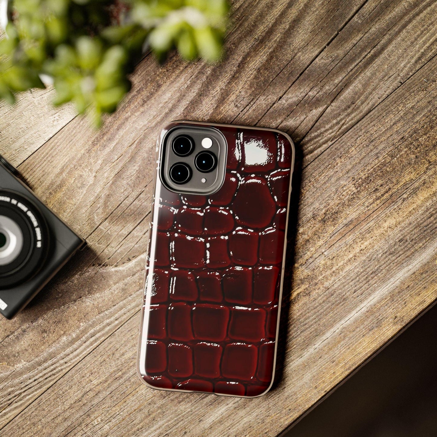 Croc Print Cherry Red Tough Phone Case – Luxe Protection with Bold Style - SmartHomeGoodies