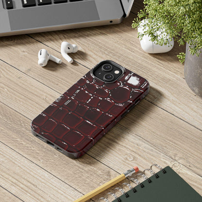 Croc Print Cherry Red Tough Phone Case – Luxe Protection with Bold Style - SmartHomeGoodies