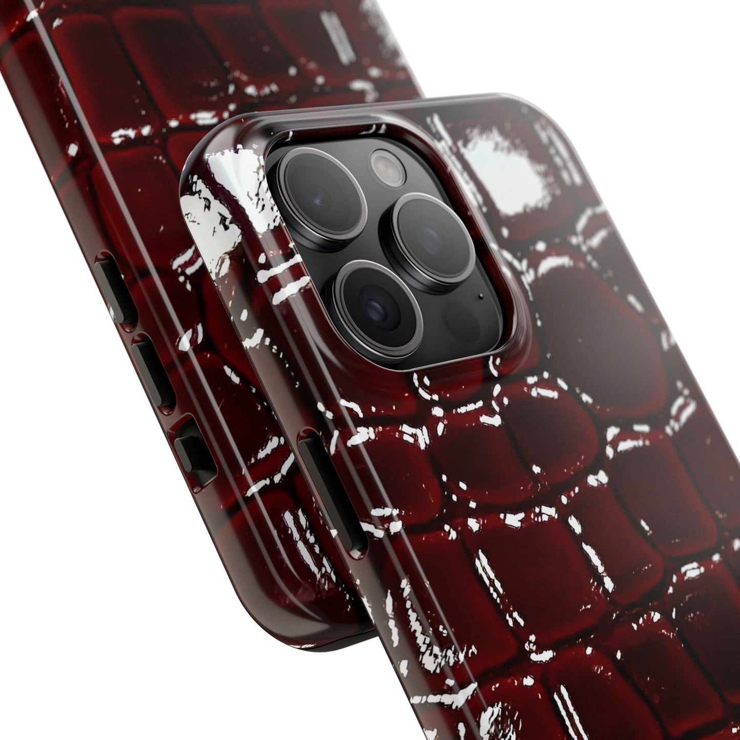 Croc Print Cherry Red Tough Phone Case – Luxe Protection with Bold Style - SmartHomeGoodies