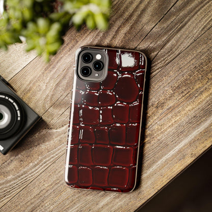 Croc Print Cherry Red Tough Phone Case – Luxe Protection with Bold Style - SmartHomeGoodies
