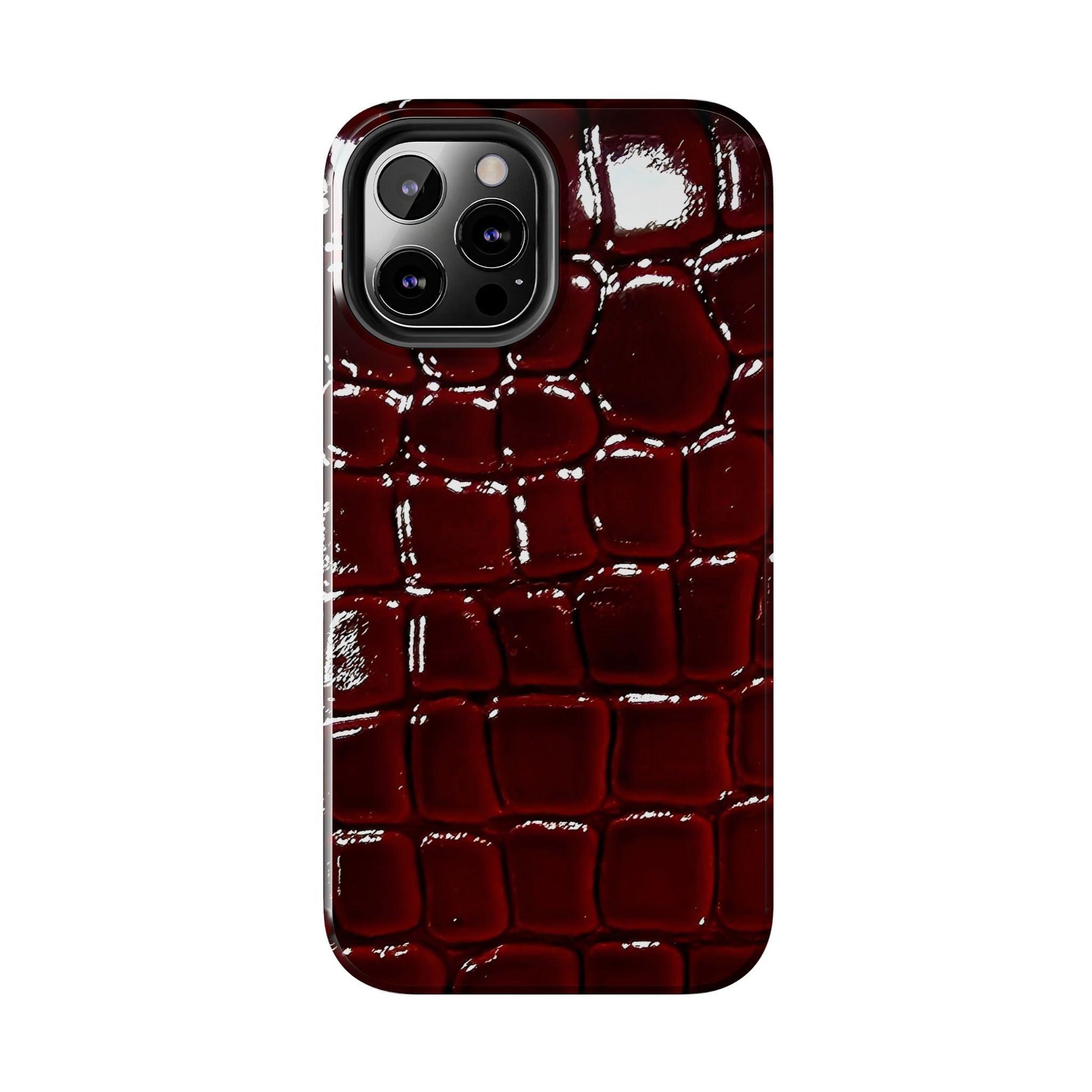 Croc Print Cherry Red Tough Phone Case – Luxe Protection with Bold Style - SmartHomeGoodies