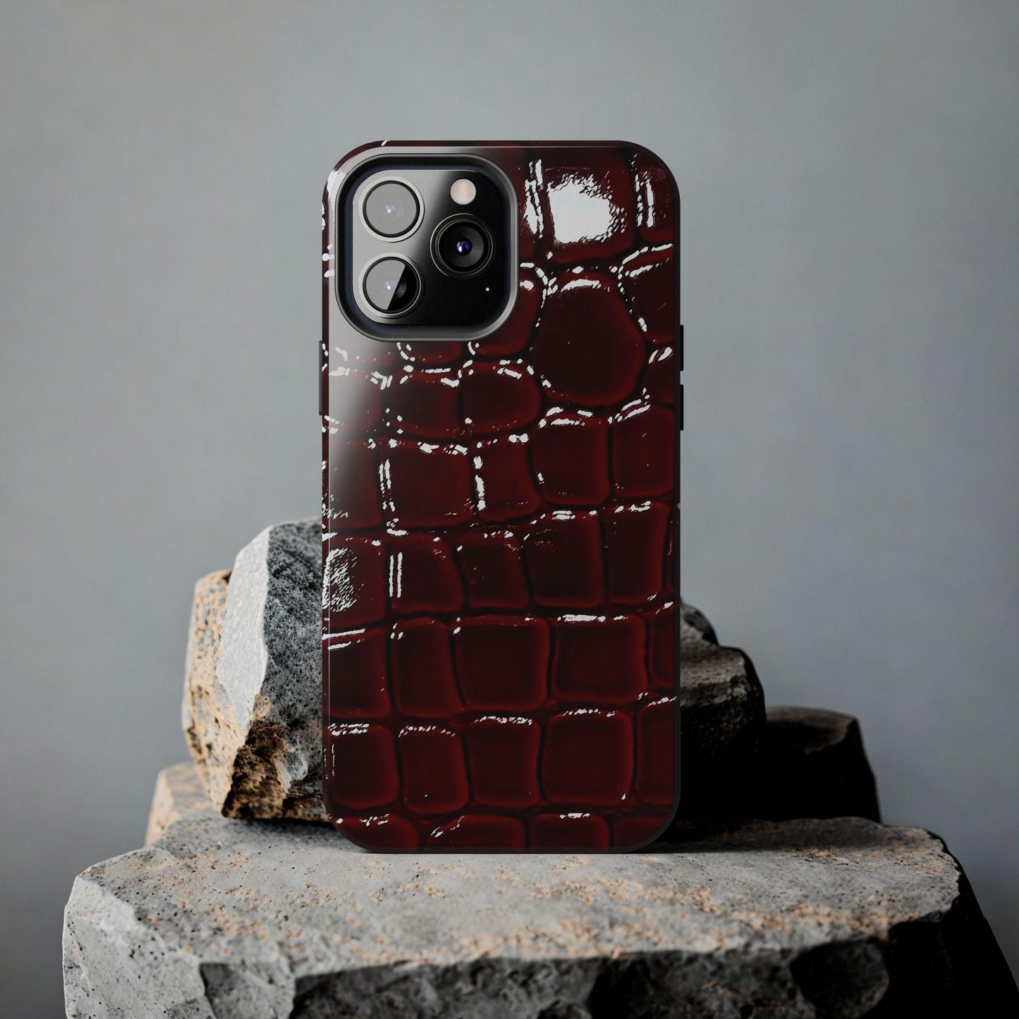 Croc Print Cherry Red Tough Phone Case – Luxe Protection with Bold Style - SmartHomeGoodies