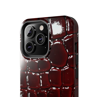Croc Print Cherry Red Tough Phone Case – Luxe Protection with Bold Style - SmartHomeGoodies