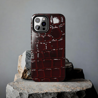 Croc Print Cherry Red Tough Phone Case – Luxe Protection with Bold Style - SmartHomeGoodies