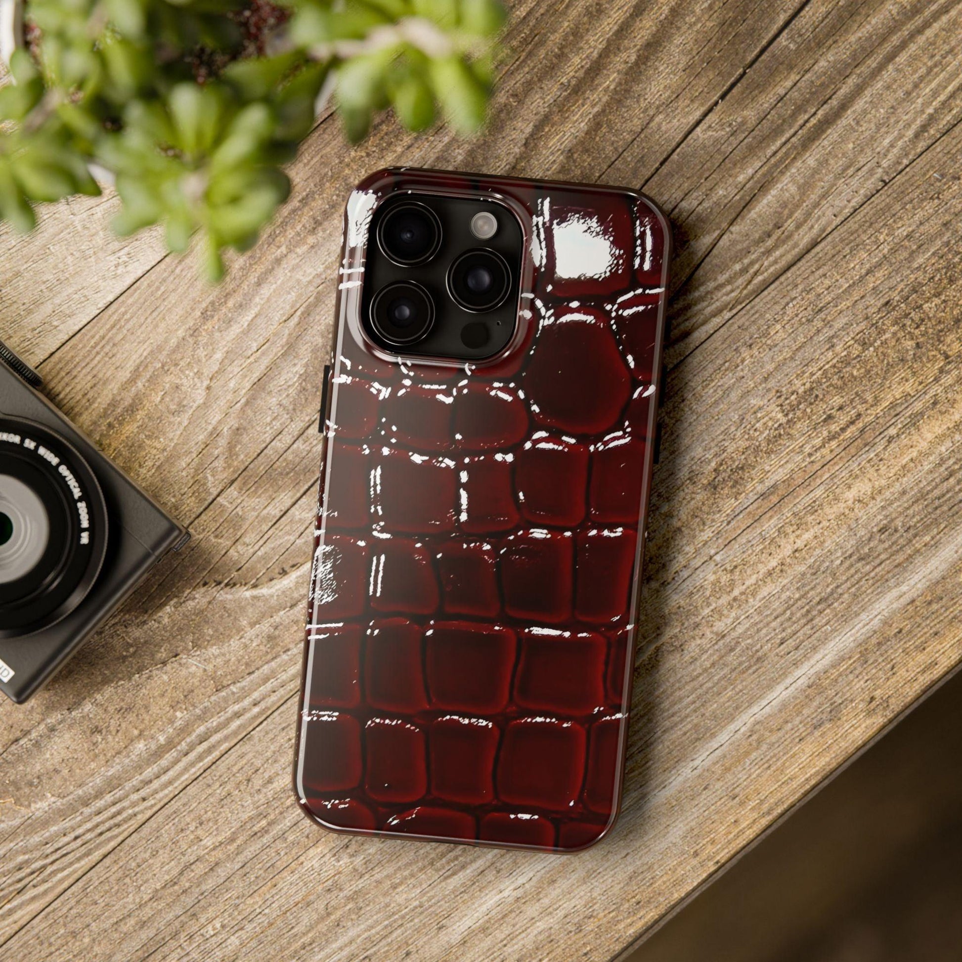 Croc Print Cherry Red Tough Phone Case – Luxe Protection with Bold Style - SmartHomeGoodies