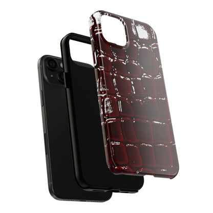 Croc Print Cherry Red Tough Phone Case – Luxe Protection with Bold Style - SmartHomeGoodies