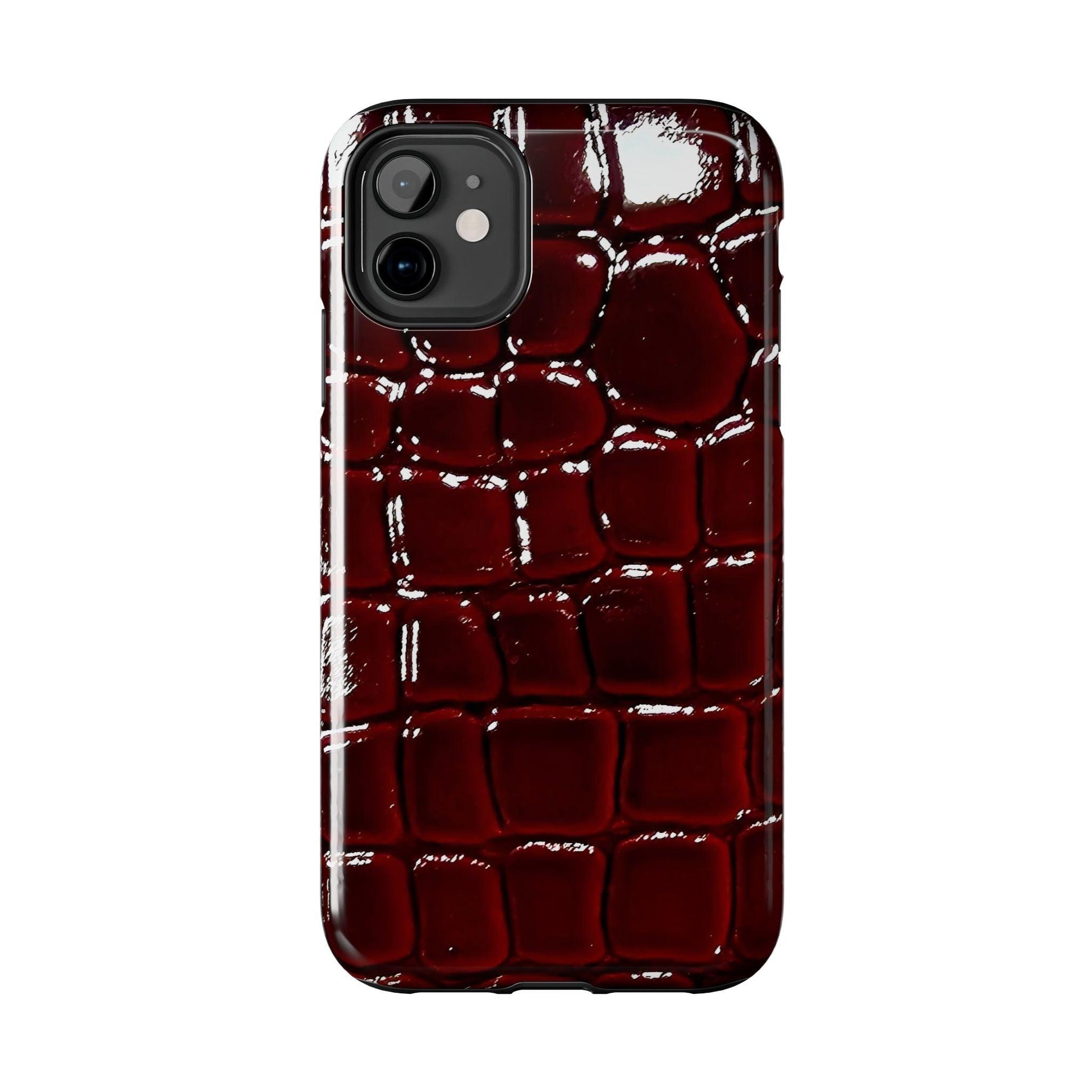 Croc Print Cherry Red Tough Phone Case – Luxe Protection with Bold Style - SmartHomeGoodies