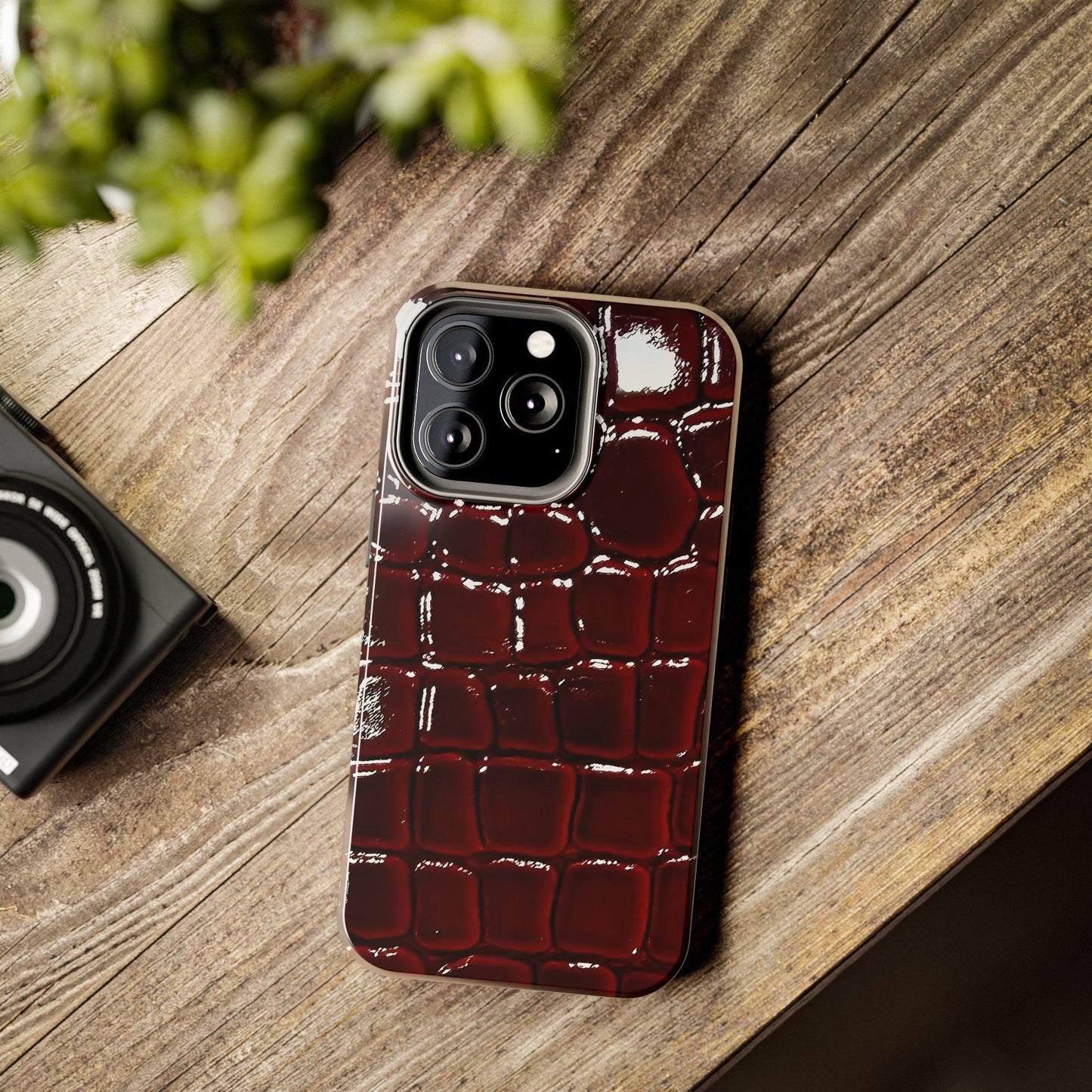 Croc Print Cherry Red Tough Phone Case – Luxe Protection with Bold Style - SmartHomeGoodies