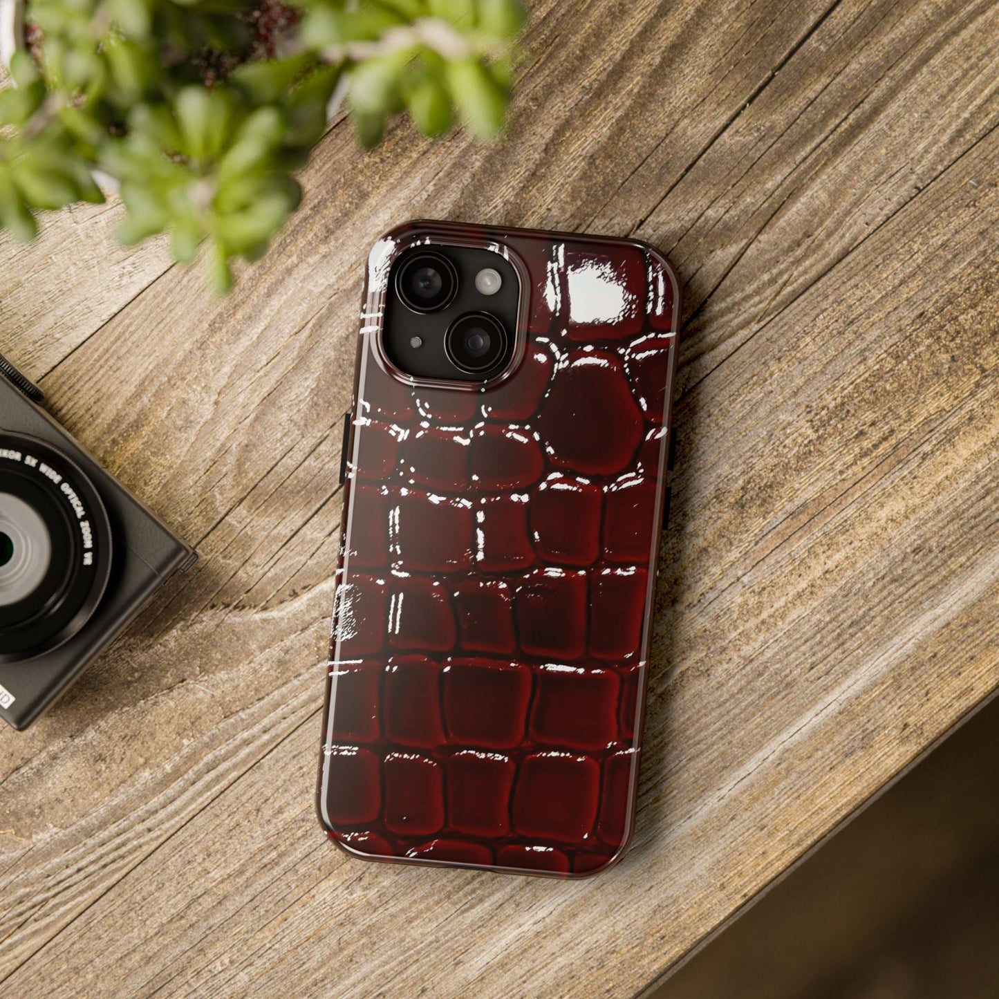 Croc Print Cherry Red Tough Phone Case – Luxe Protection with Bold Style - SmartHomeGoodies