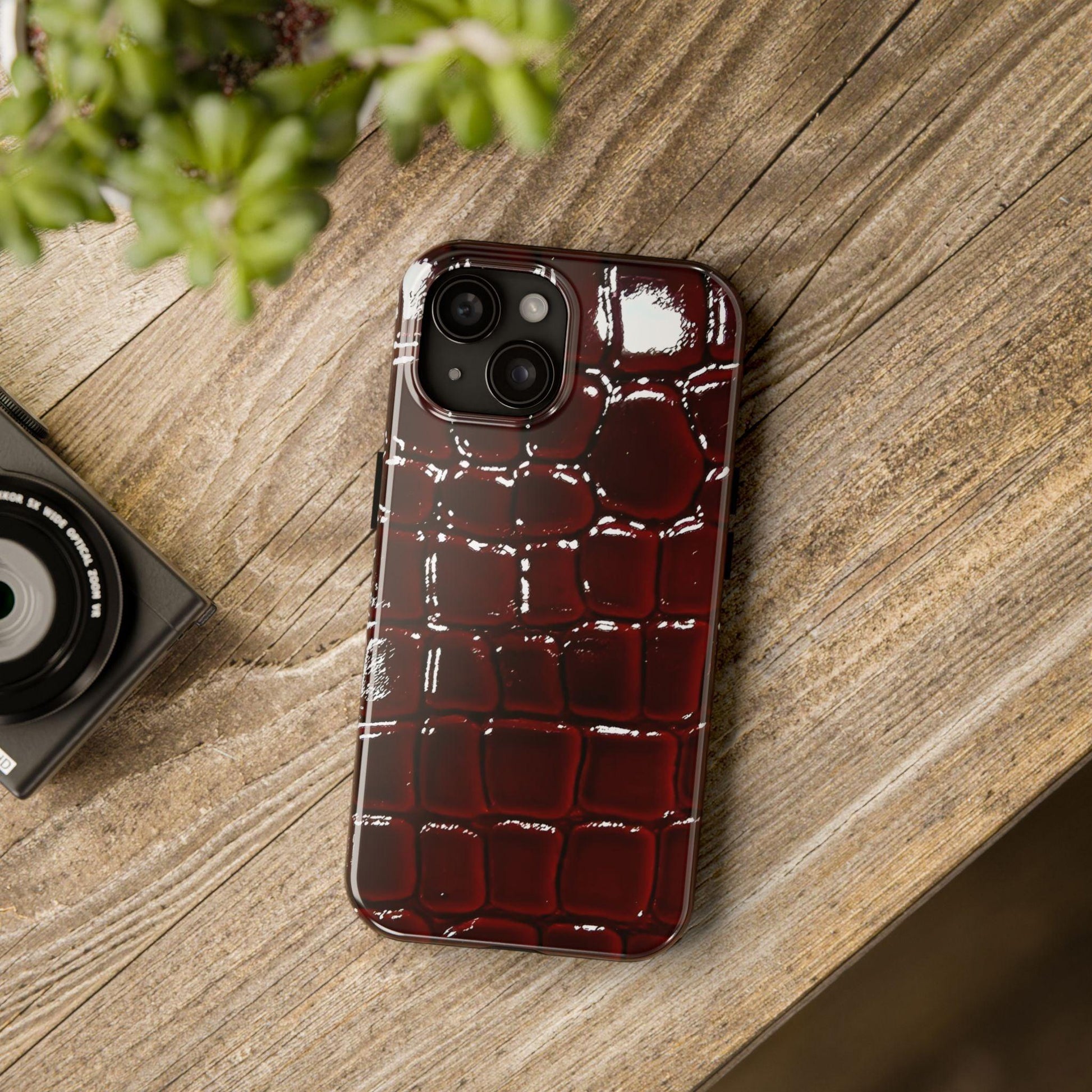 Croc Print Cherry Red Tough Phone Case – Luxe Protection with Bold Style - SmartHomeGoodies