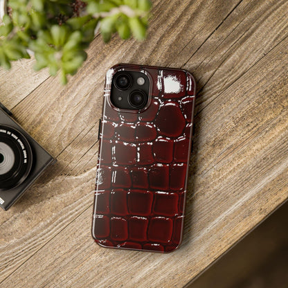 Croc Print Cherry Red Tough Phone Case – Luxe Protection with Bold Style - SmartHomeGoodies