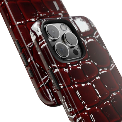 Croc Print Cherry Red Tough Phone Case – Luxe Protection with Bold Style - SmartHomeGoodies