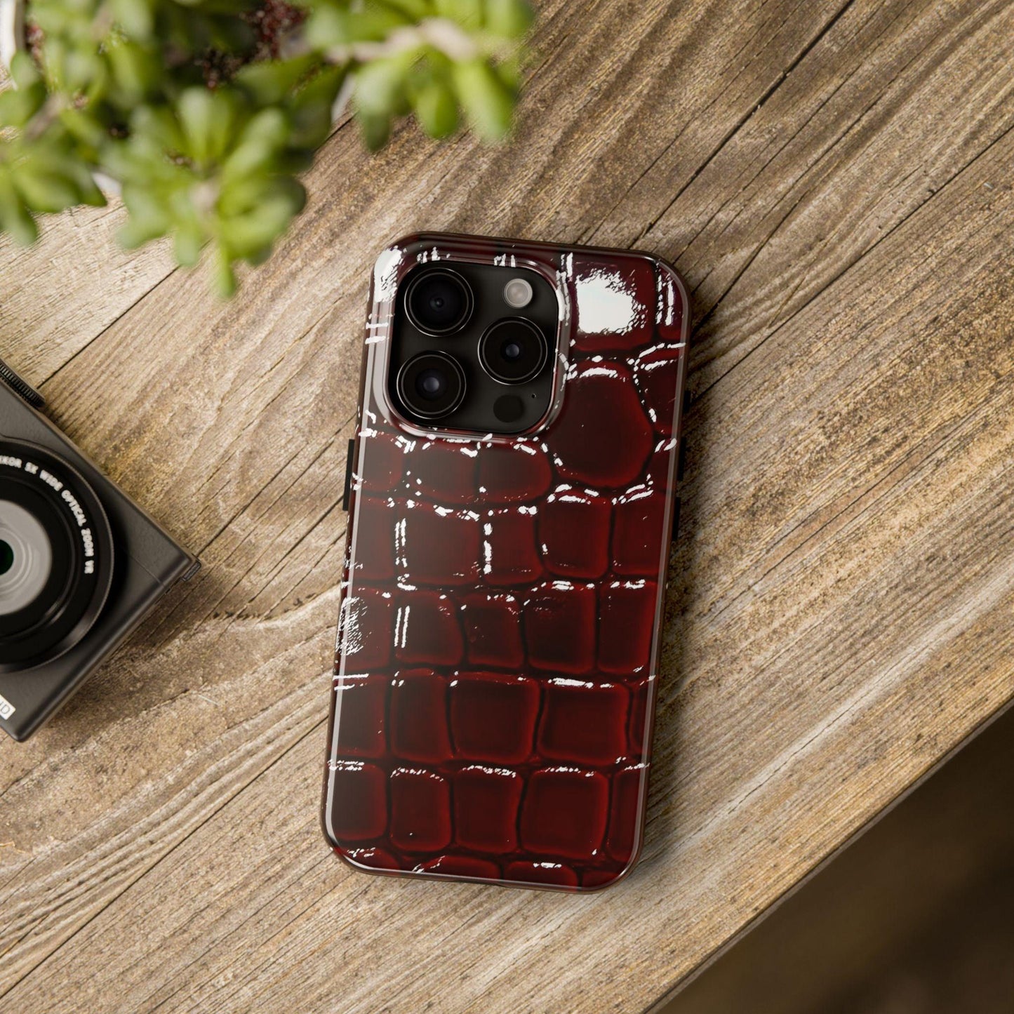 Croc Print Cherry Red Tough Phone Case – Luxe Protection with Bold Style - SmartHomeGoodies