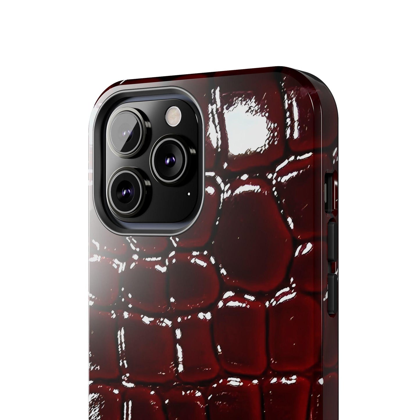 Croc Print Cherry Red Tough Phone Case – Luxe Protection with Bold Style - SmartHomeGoodies