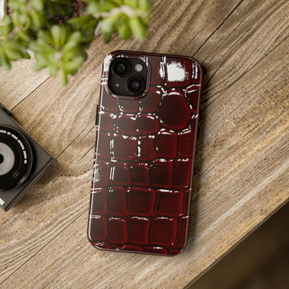 Croc Print Cherry Red Tough Phone Case – Luxe Protection with Bold Style - SmartHomeGoodies