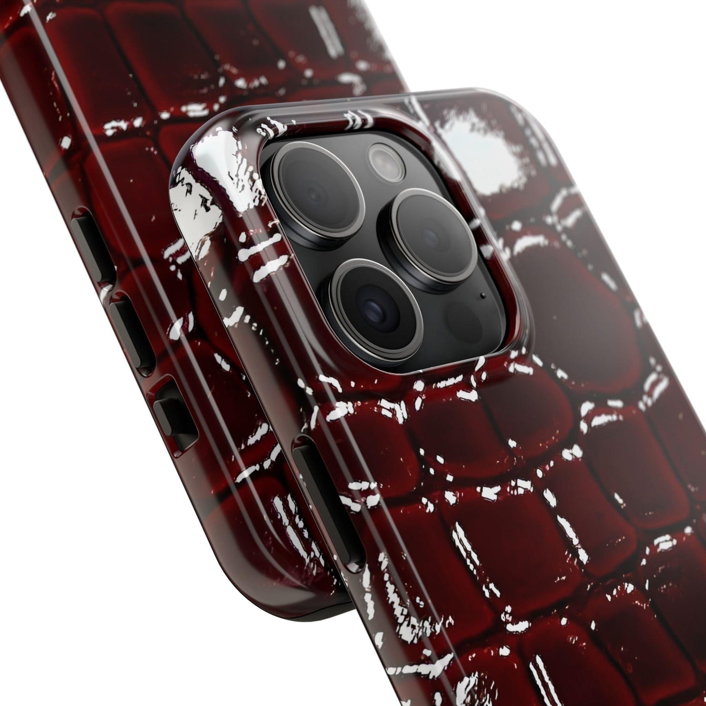 Croc Print Cherry Red Tough Phone Case – Luxe Protection with Bold Style - SmartHomeGoodies