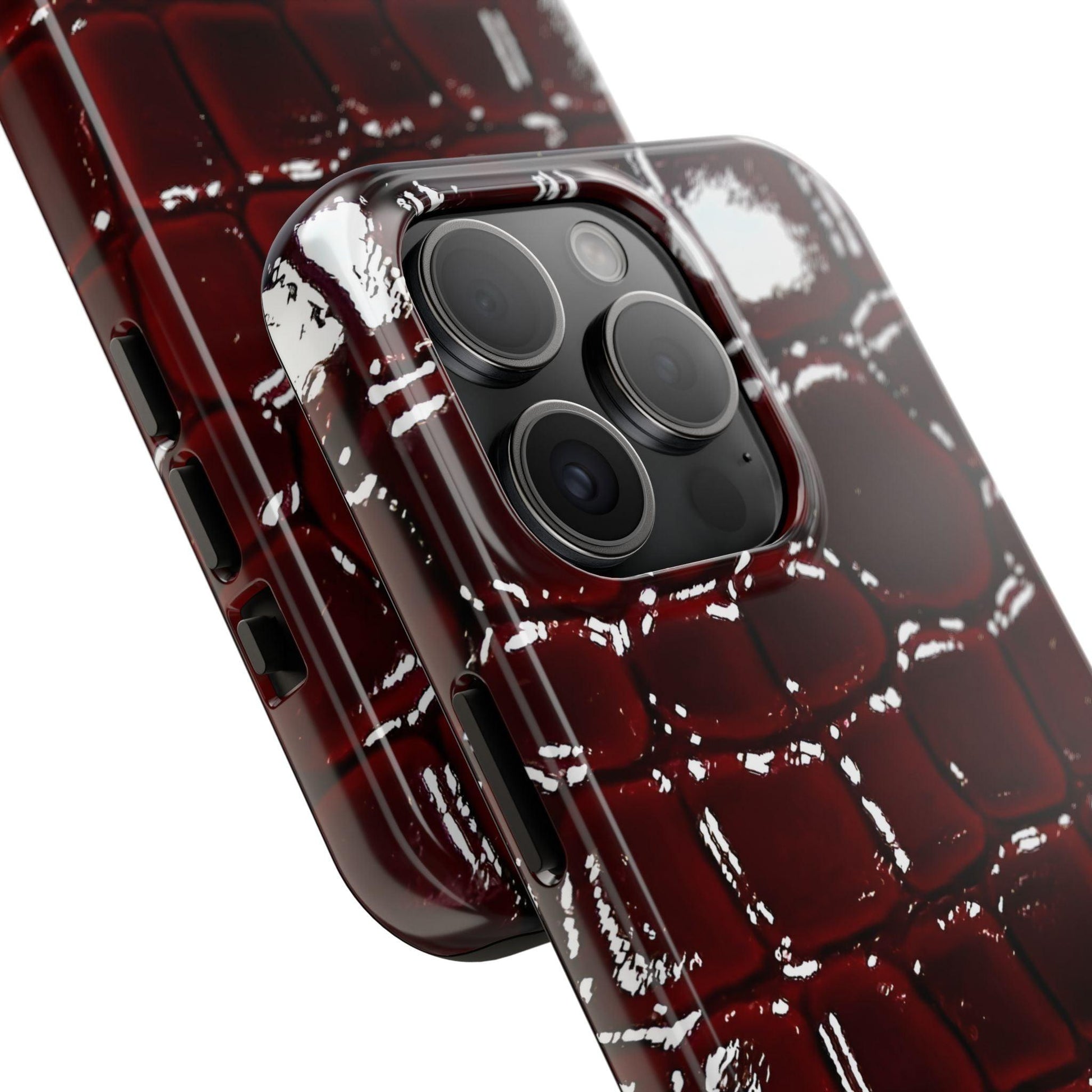 Croc Print Cherry Red Tough Phone Case – Luxe Protection with Bold Style - SmartHomeGoodies