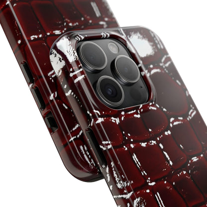Croc Print Cherry Red Tough Phone Case – Luxe Protection with Bold Style - SmartHomeGoodies