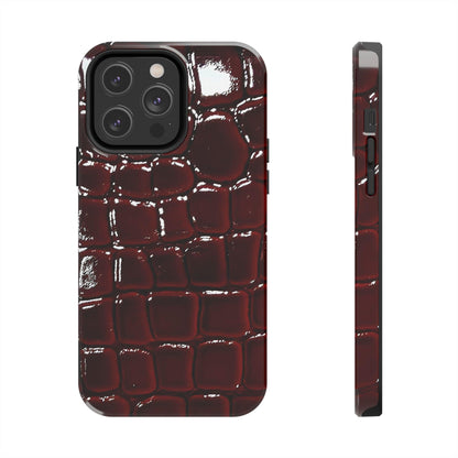Croc Print Cherry Red Tough Phone Case – Luxe Protection with Bold Style - SmartHomeGoodies