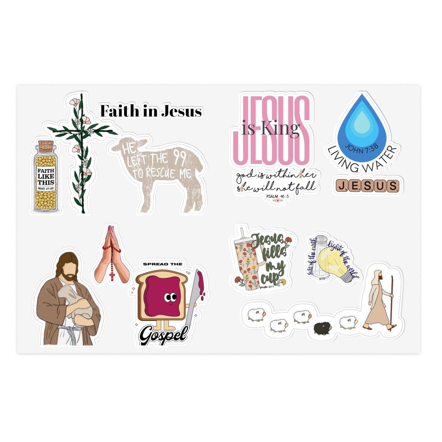 Faith in Jesus Sticker Sheets for Believers. Used for iPhone/iPad/Notebbooks/Scarpbooks - SmartHomeGoodies