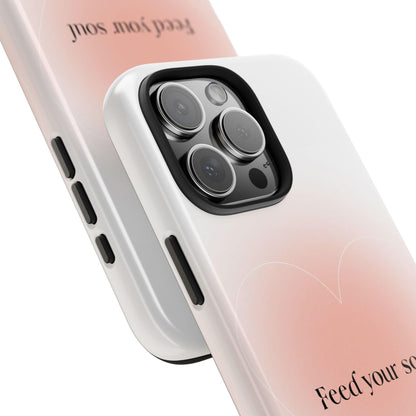 Feed your soul Tough iPhone Cases - Pink Peach Aura Light and White Heart Design - SmartHomeGoodies
