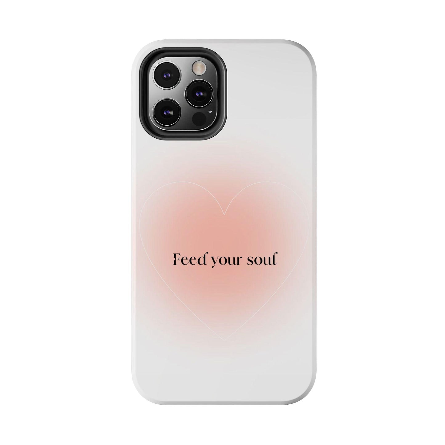 Feed your soul Tough iPhone Cases - Pink Peach Aura Light and White Heart Design - SmartHomeGoodies
