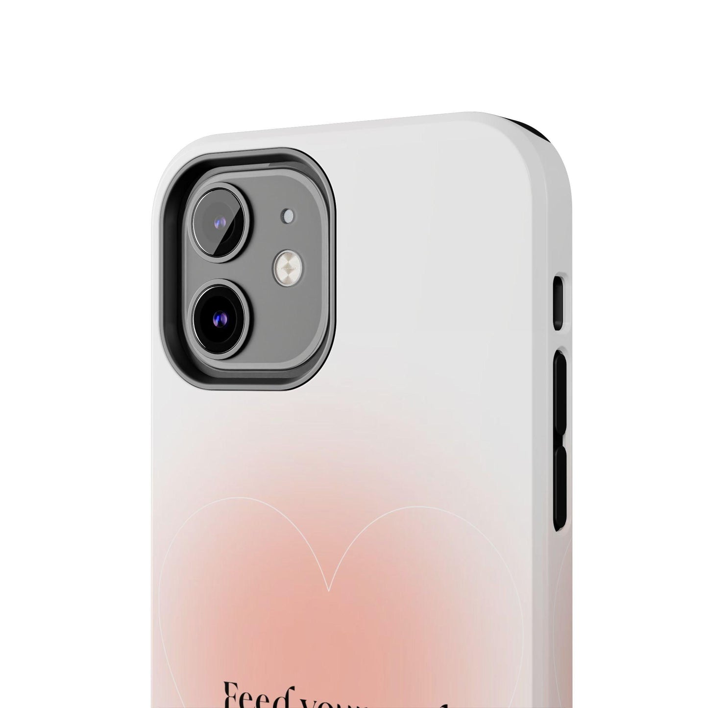 Feed your soul Tough iPhone Cases - Pink Peach Aura Light and White Heart Design - SmartHomeGoodies