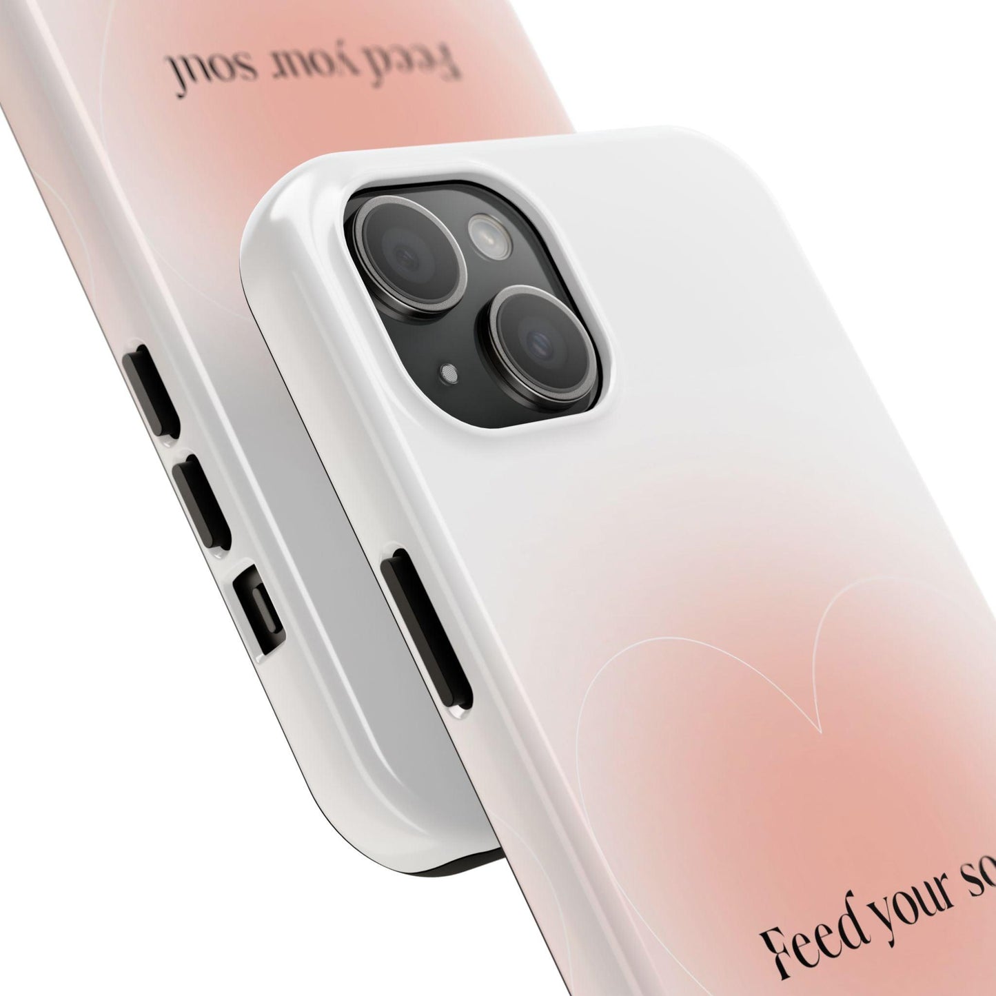 Feed your soul Tough iPhone Cases - Pink Peach Aura Light and White Heart Design - SmartHomeGoodies