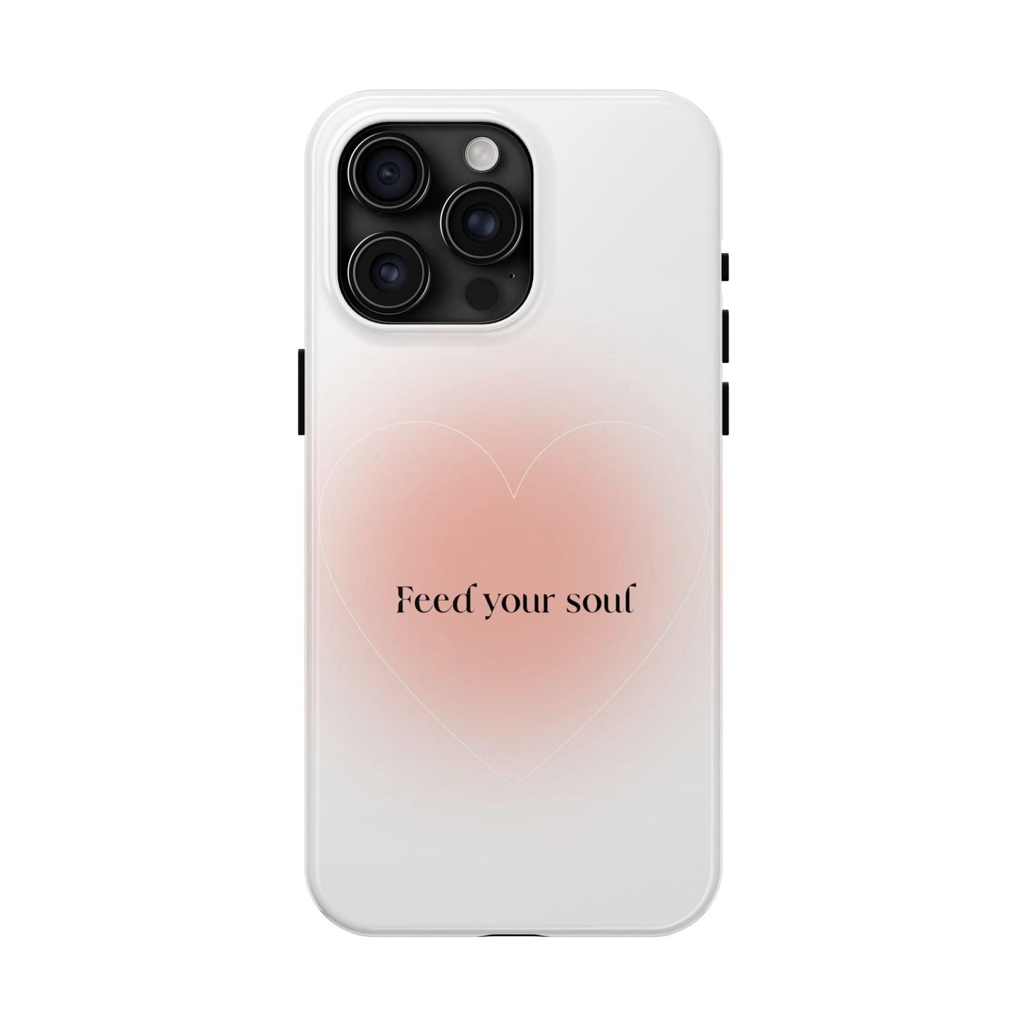 Feed your soul Tough iPhone Cases - Pink Peach Aura Light and White Heart Design - SmartHomeGoodies