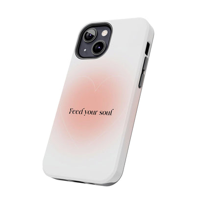 Feed your soul Tough iPhone Cases - Pink Peach Aura Light and White Heart Design - SmartHomeGoodies