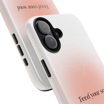 Feed your soul Tough iPhone Cases - Pink Peach Aura Light and White Heart Design - SmartHomeGoodies