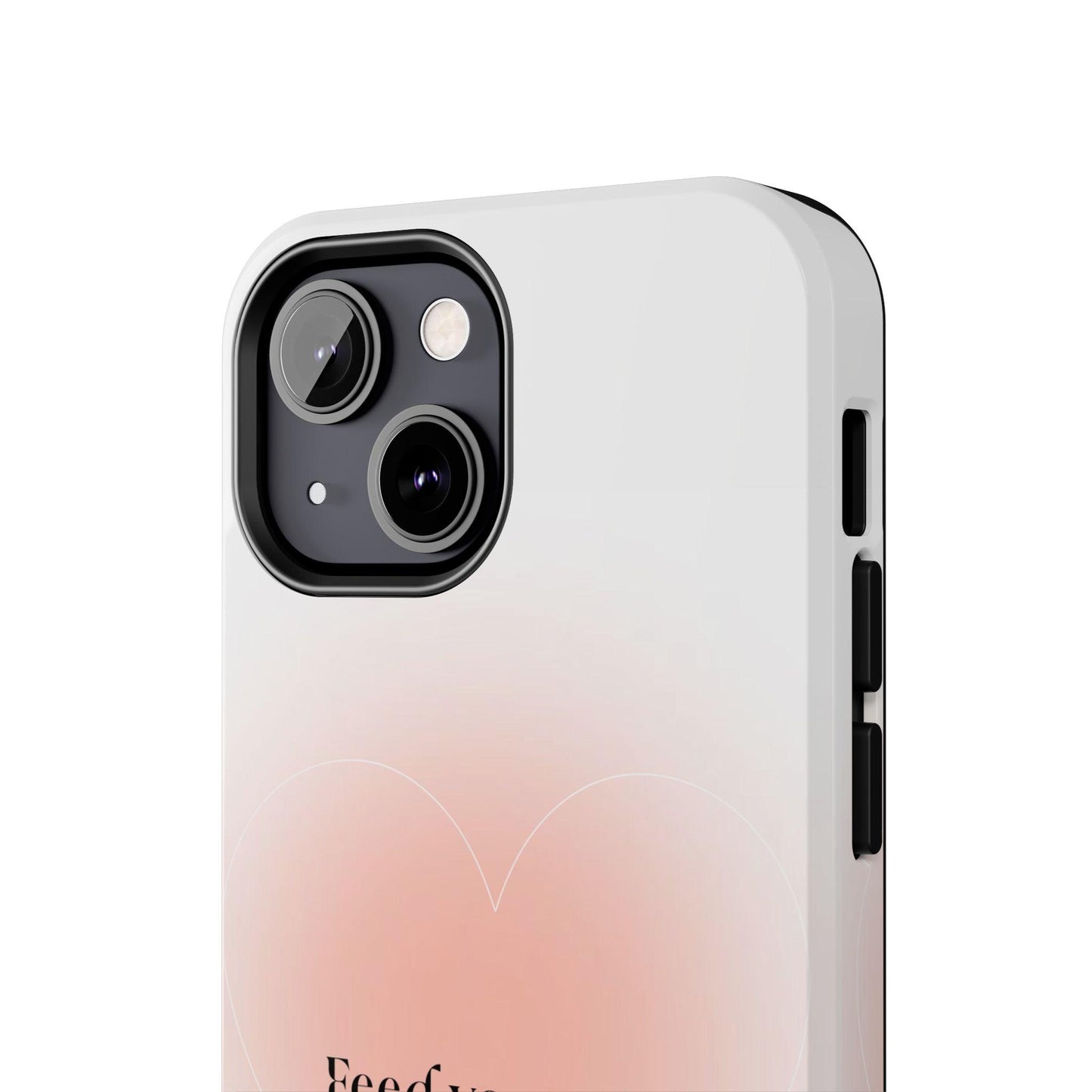 Feed your soul Tough iPhone Cases - Pink Peach Aura Light and White Heart Design - SmartHomeGoodies