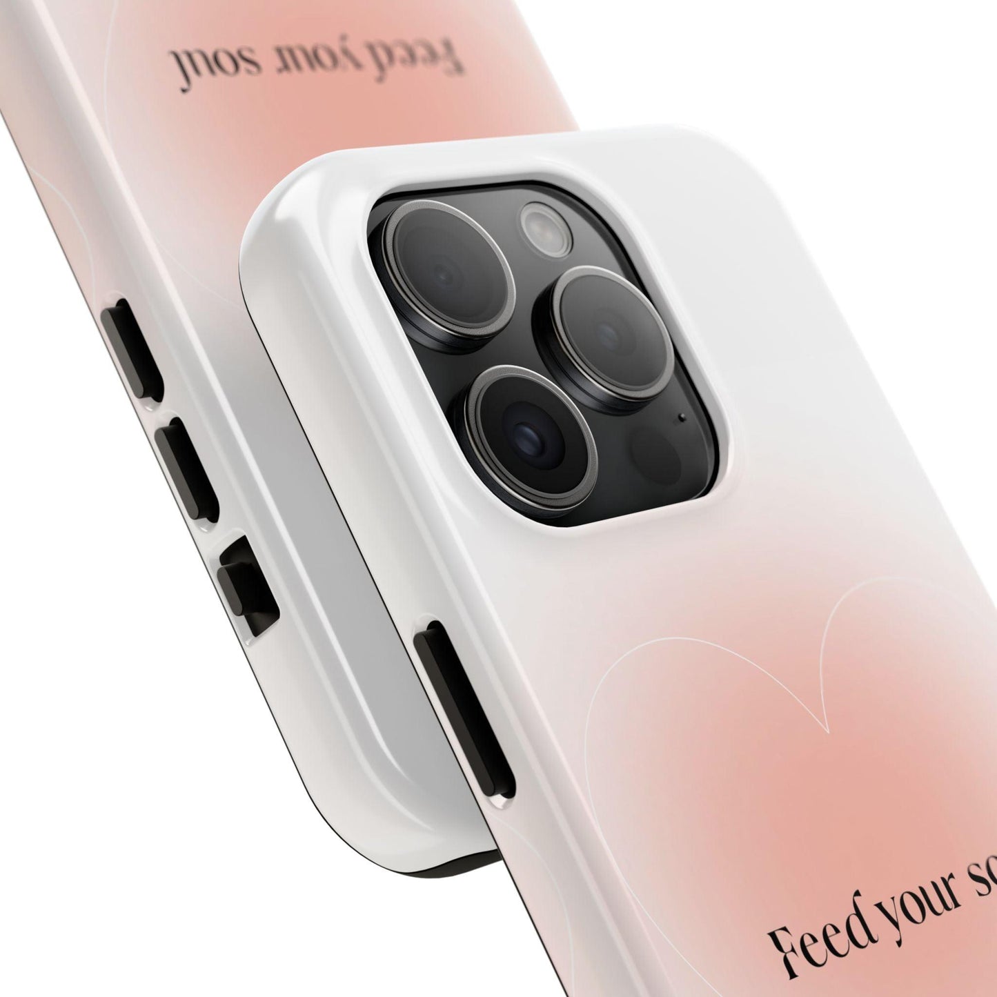 Feed your soul Tough iPhone Cases - Pink Peach Aura Light and White Heart Design - SmartHomeGoodies