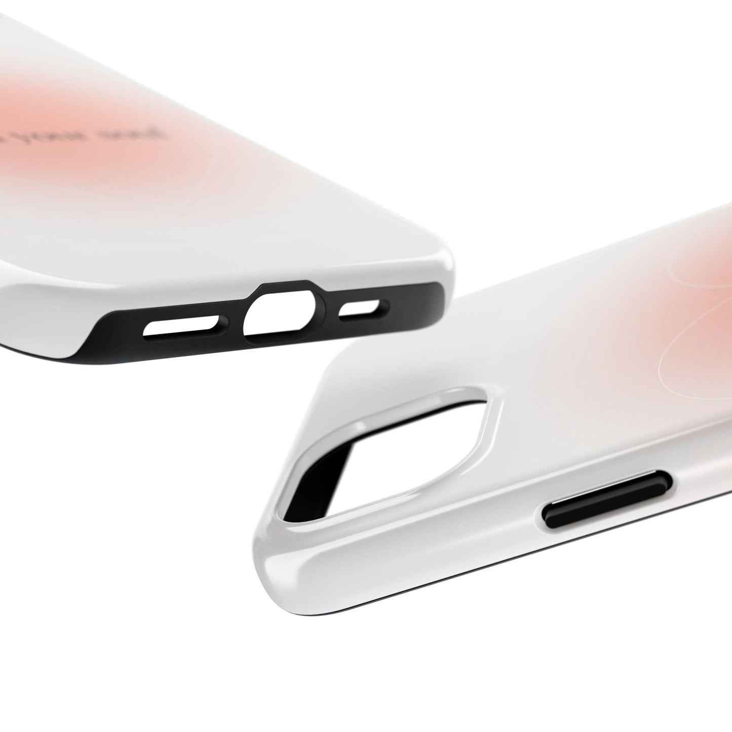 Feed your soul Tough iPhone Cases - Pink Peach Aura Light and White Heart Design - SmartHomeGoodies